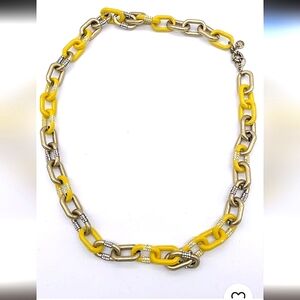 J. crew Collection Yellow Gold and Crystal Long Necklace Chain NWT